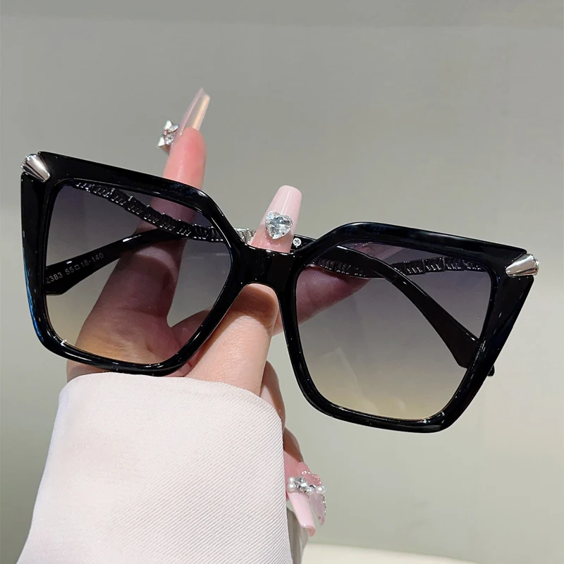 KAMMPT Übergroße Cat-Eye-Sonnenbrille für Damen, schick, Vintage-Stil, Farbverlauf, mehrfarbige Farbtöne, 2025, neue Ins, trendige Markendesign-Sonnenbrille