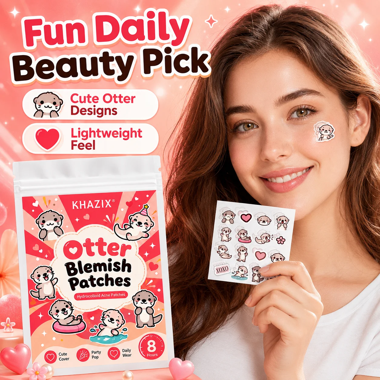 160pcs Cute Otter Pimple Patch – Super Adorable, Must-Have for Trendy Girls and Boys, Gentle and Non-Irritating