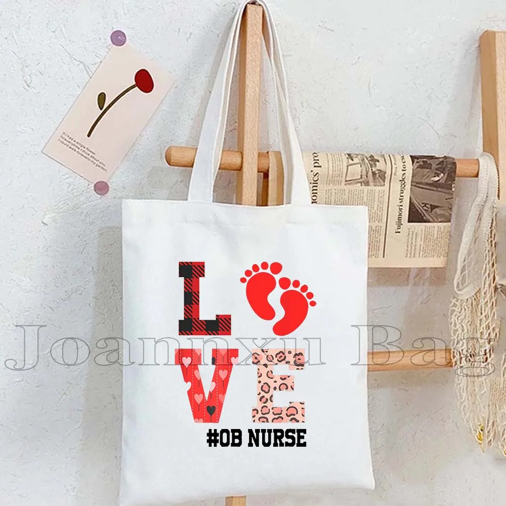 Funny Nursing School Student Caduceus Ambulance Nurse Birthdays Gifts Cute Stethoscope Tote Bag Cartoon Coffee Cotton Handbag