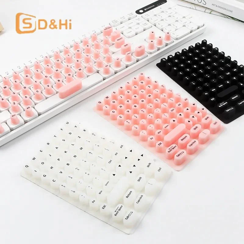 70PCS Raised Keyboard Stickers For Long Nails Universal Nail Art Keyboard Bubbles Soft Silicone Keycaps For Girls Office Gaming