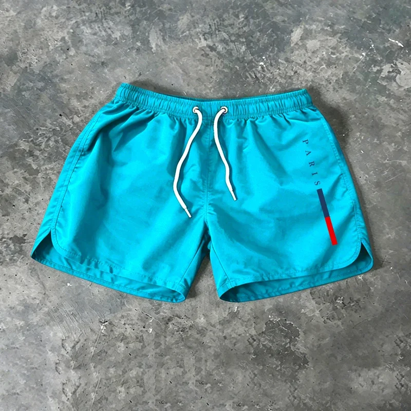 New Arrival Men Board Shorts Paris Print Summer Beach Casual Fashion Surfing Shorts Gym Fitness Running Cycling Shorts 9 Colors