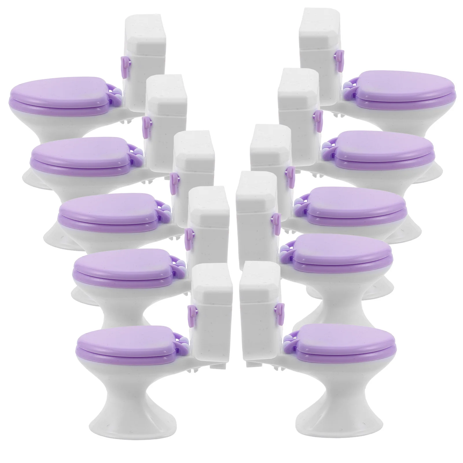 

10pcs Miniature For Dollhouse: 1/12 Scale Realistic Plastic Tiny Toilet Seat Dollhouse Bathroom Furniture Mini Toilet