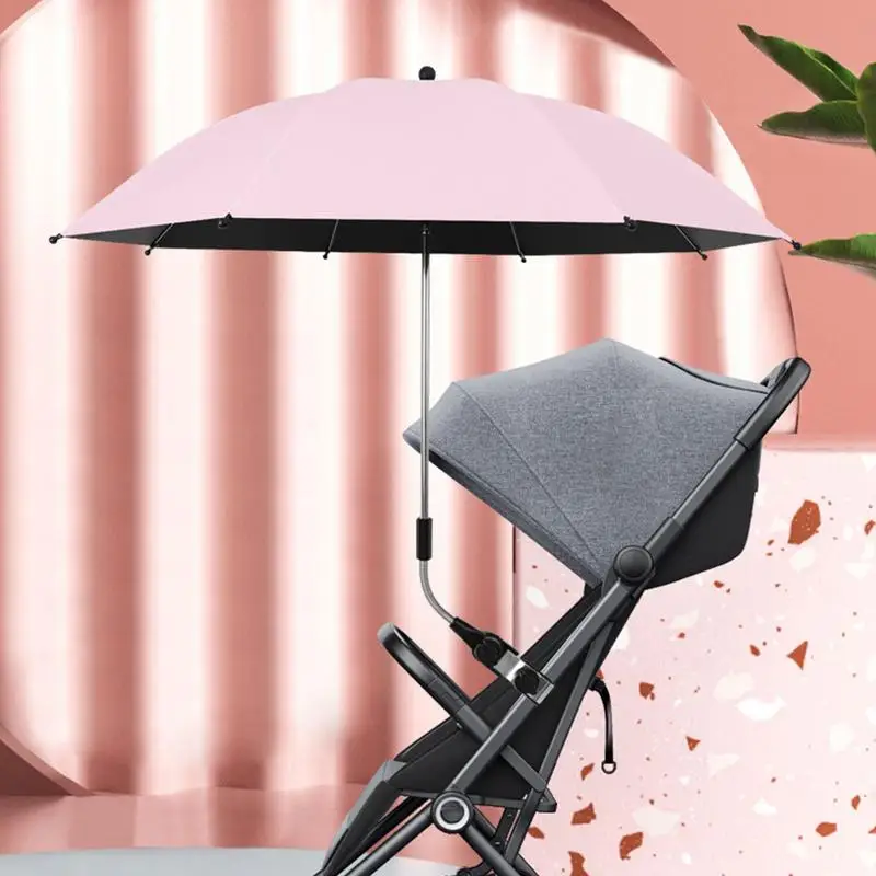 Umbrella For Stroller Foldable Wheelchair Parasol With Clamp Portable Travel Supplies Pushchair Attachment For Outdoor