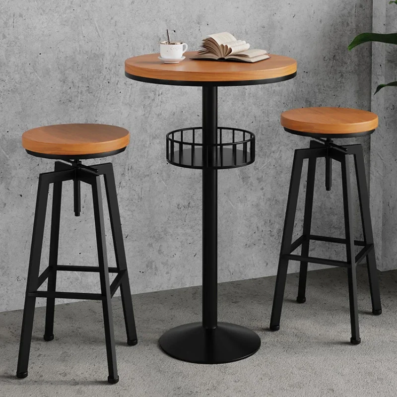 Rust-Resistant Iron Bar Chair: Solid Wood Seat, Slip-Proof Footpads, High-Temp Baking Paint, Industrial  Durable Bar Stool