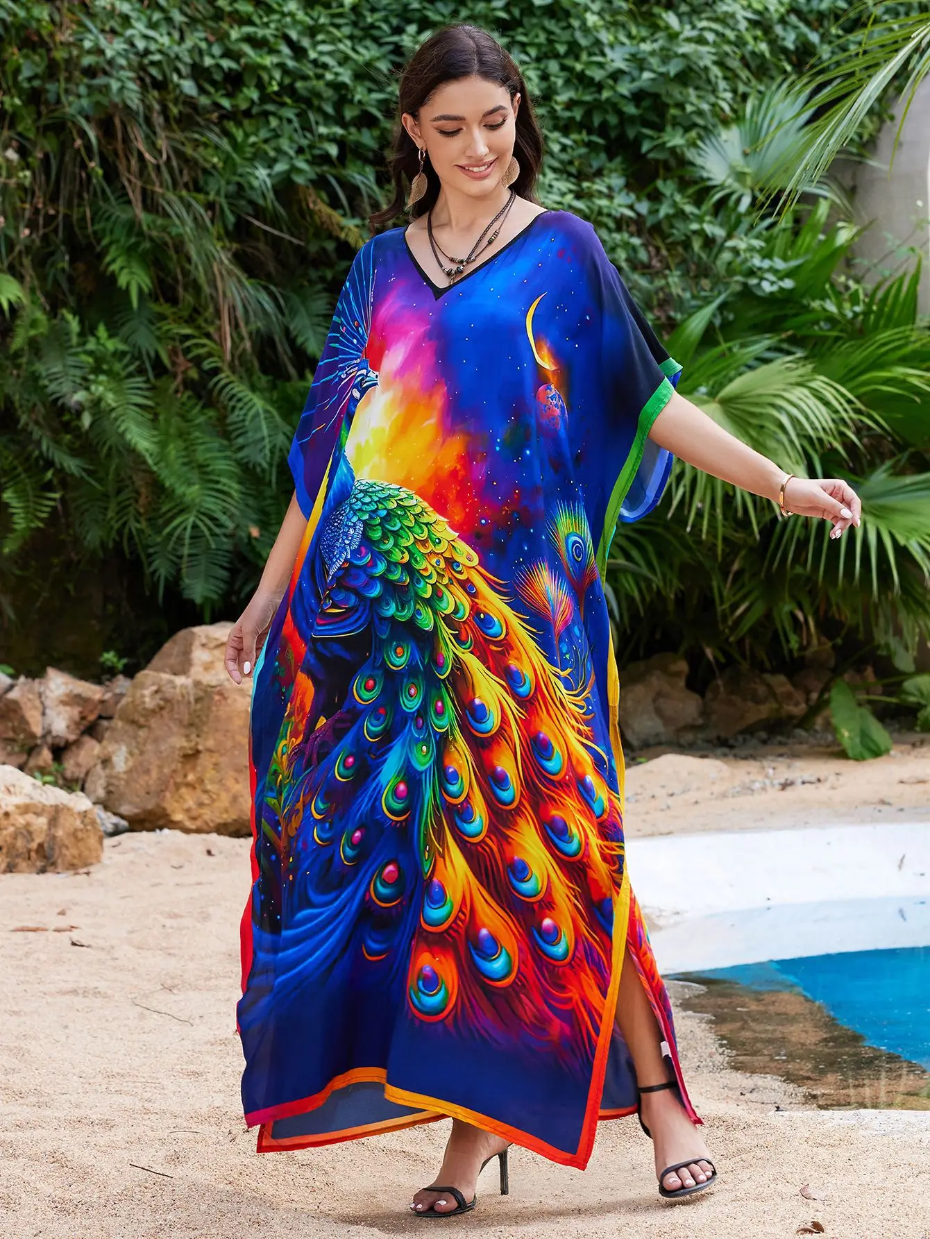 Abiti caftano da donna Costume da bagno taglie forti Caftani Costume da bagno Cover up Maxi abito da spiaggia Abbigliamento da casa