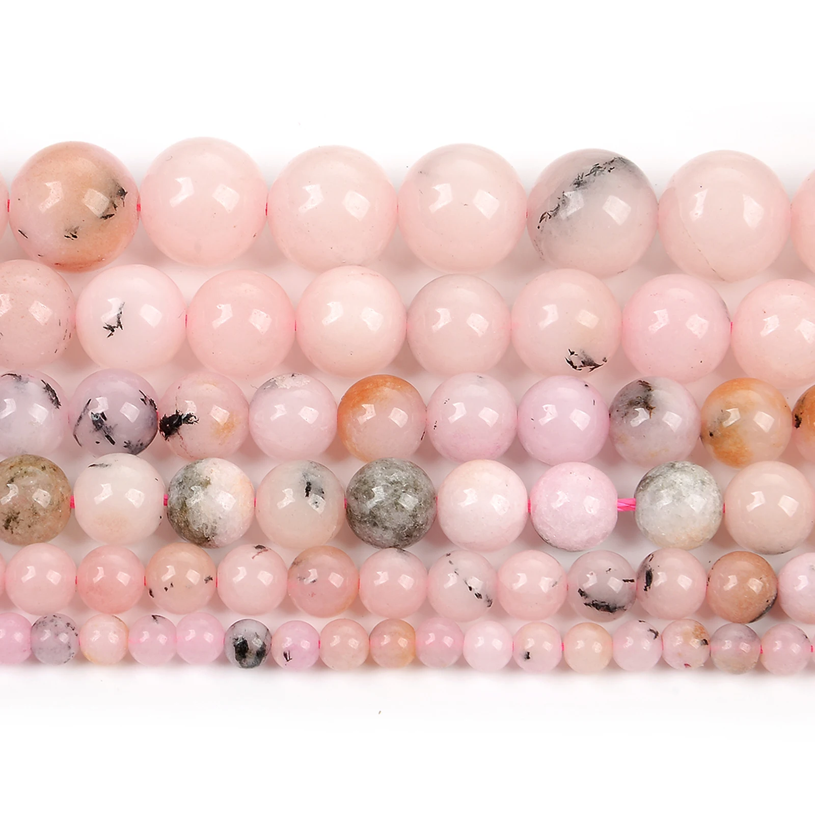 الحجر الطبيعي الوردي العقيق الخرز Jades جولة فضفاض الخرز لصنع المجوهرات الإبرة سوار لتقوم بها بنفسك ستراند 4/6/8/10/12 ملليمتر #2