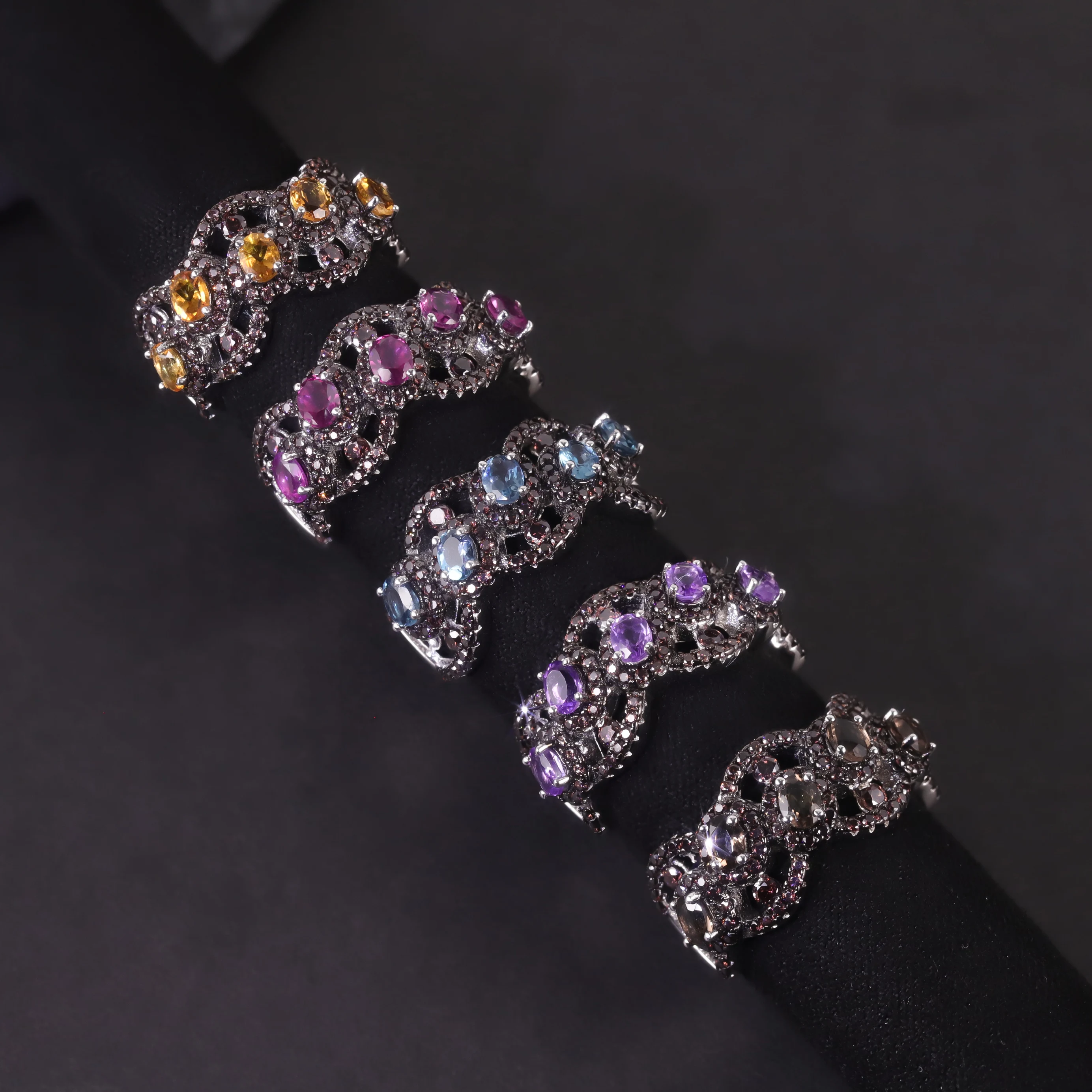 

GEM'S BALLET Fine Jewelry Manufacture Natural Colorful Gemstones 925 Sterling Silver New Design Finger Ring Gift For Her