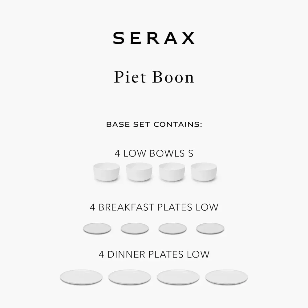 Plates Dinner Sets Full Set Ceramic Plates 12-Piece Dinnerware Set for 4 | Base Tableware By Piet Boon | 4 Small White Porcelain