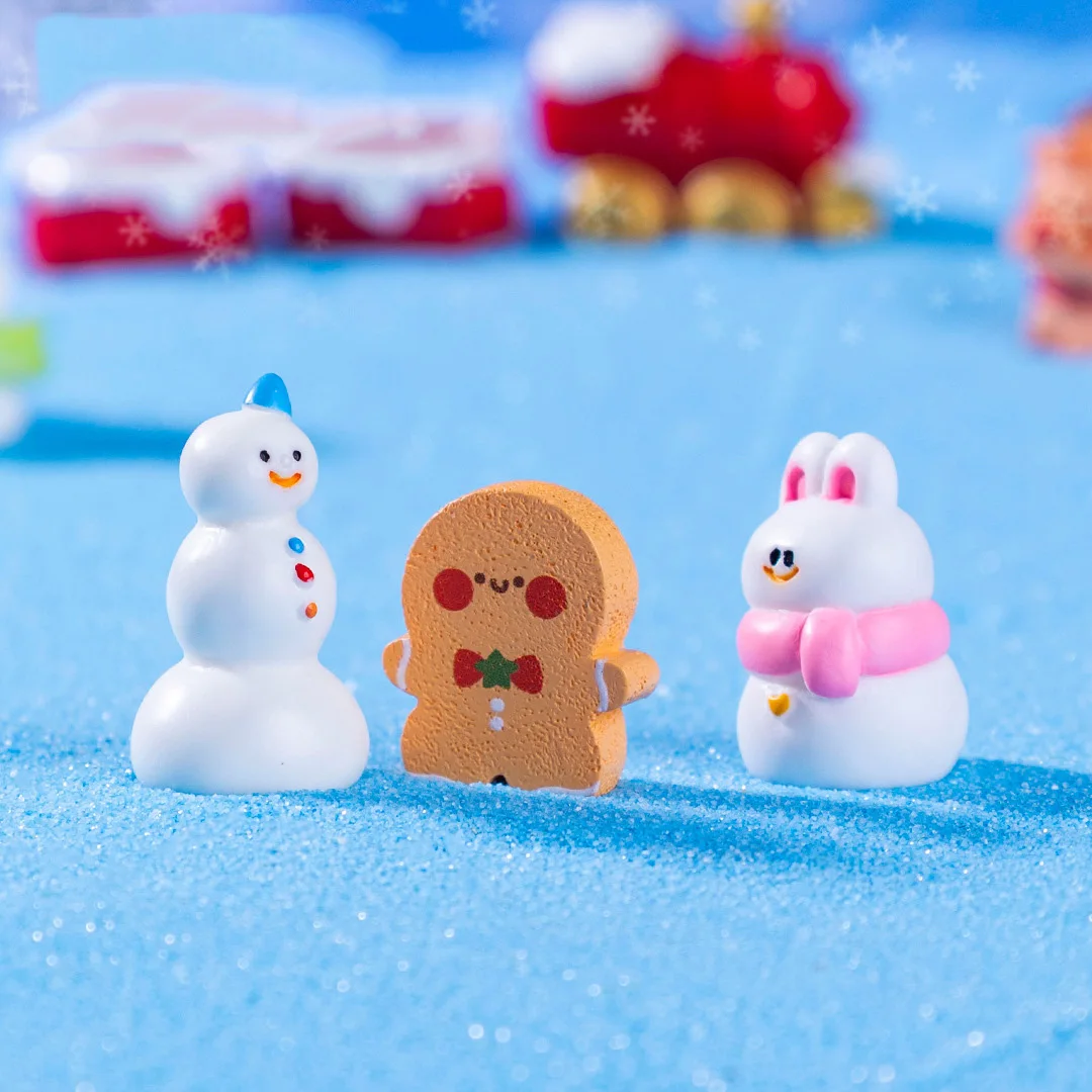 Miniature Christmas Scene Colorful Santa Claus Miniature Snowman Figurine Resin Christmas Ornaments For Holiday Party Windowsill