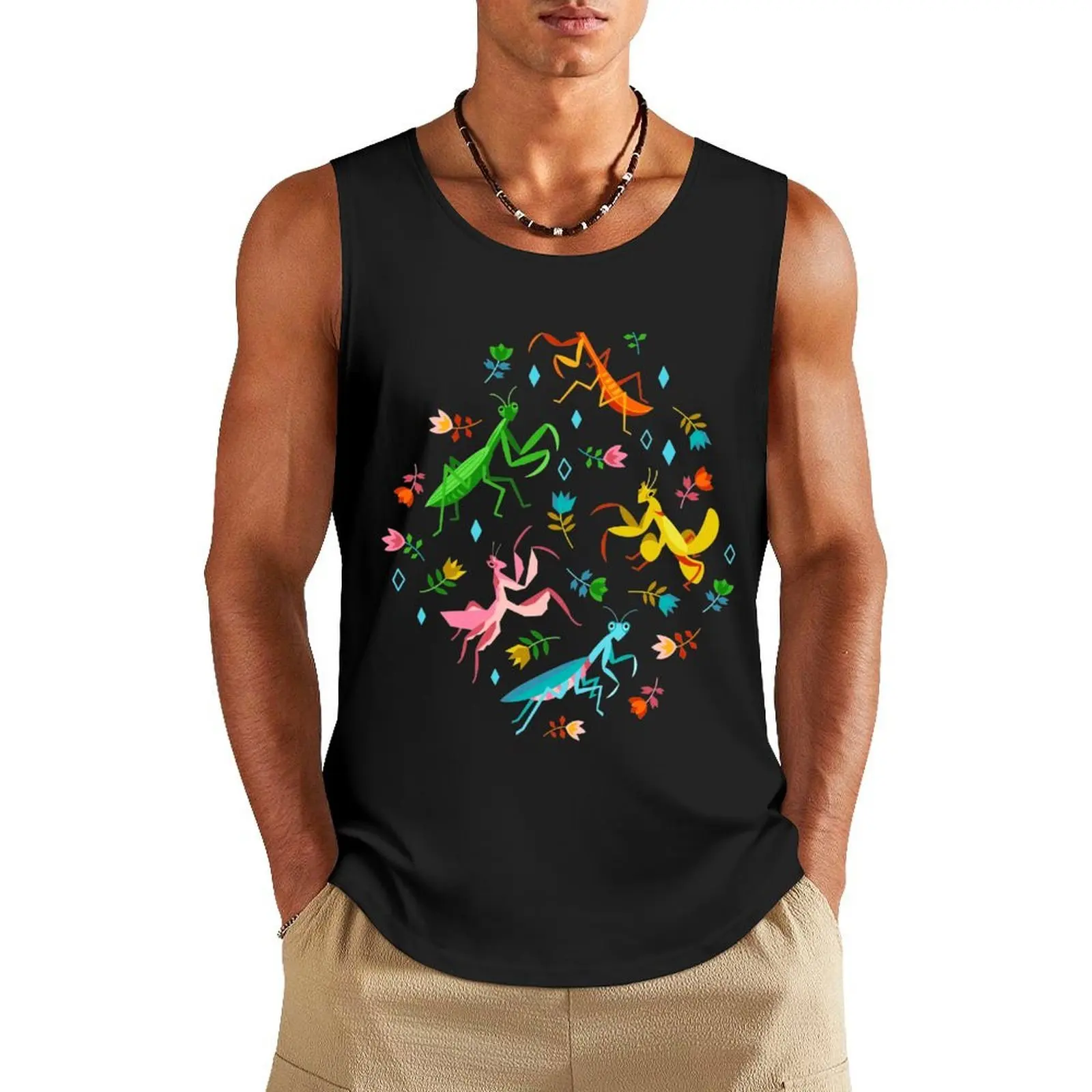 

An Unordinary Array of Praying Mantises - White Tank Top T-shirt men Vest running shirt underwear
