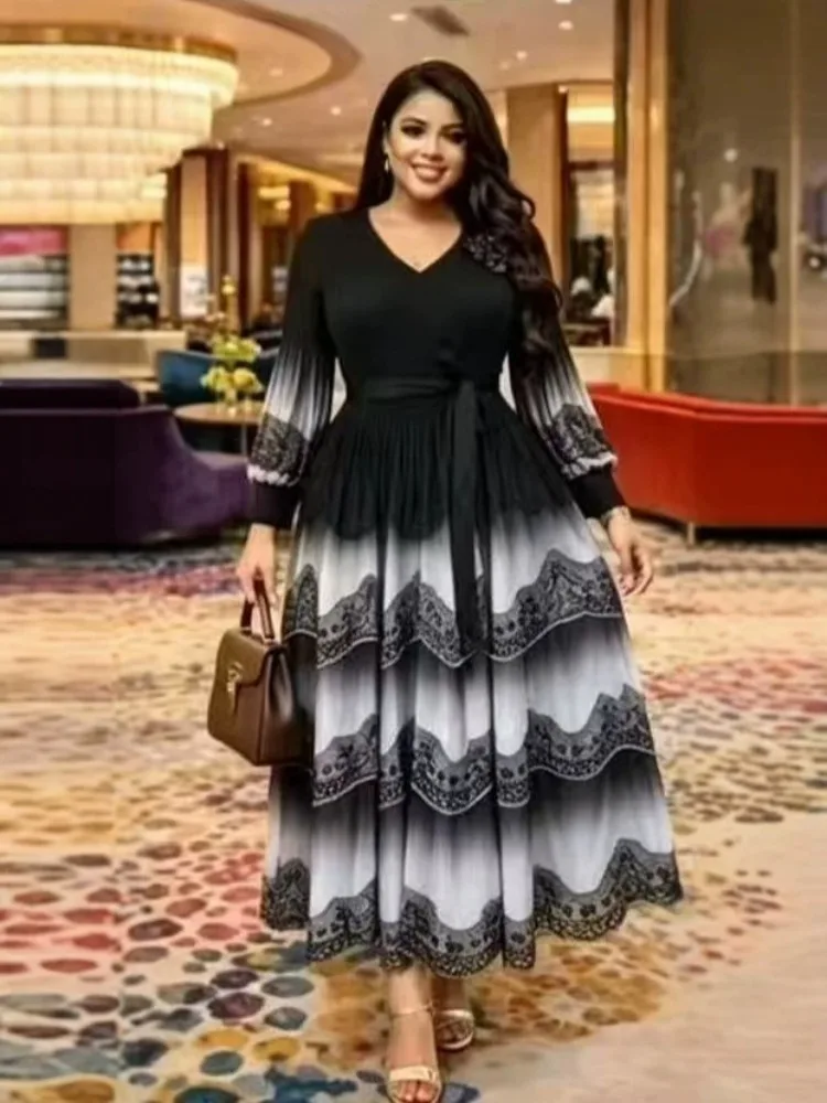 2026 Miyake Pleated Dress New Gradual Change Cake Medium and Long Dress African Loose Women's New