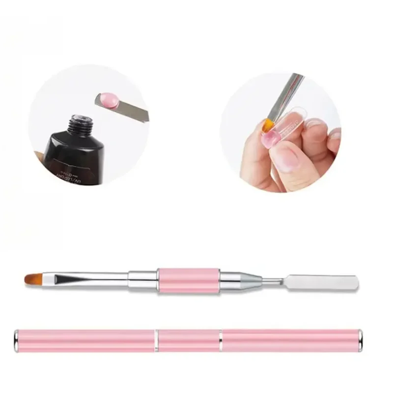 Nuovo pennello e raccoglitore per gel Spazzola per unghie design 2 in 1 e spatola Strumento per pennello per unghie in gel per gel di estensione per unghie acriliche