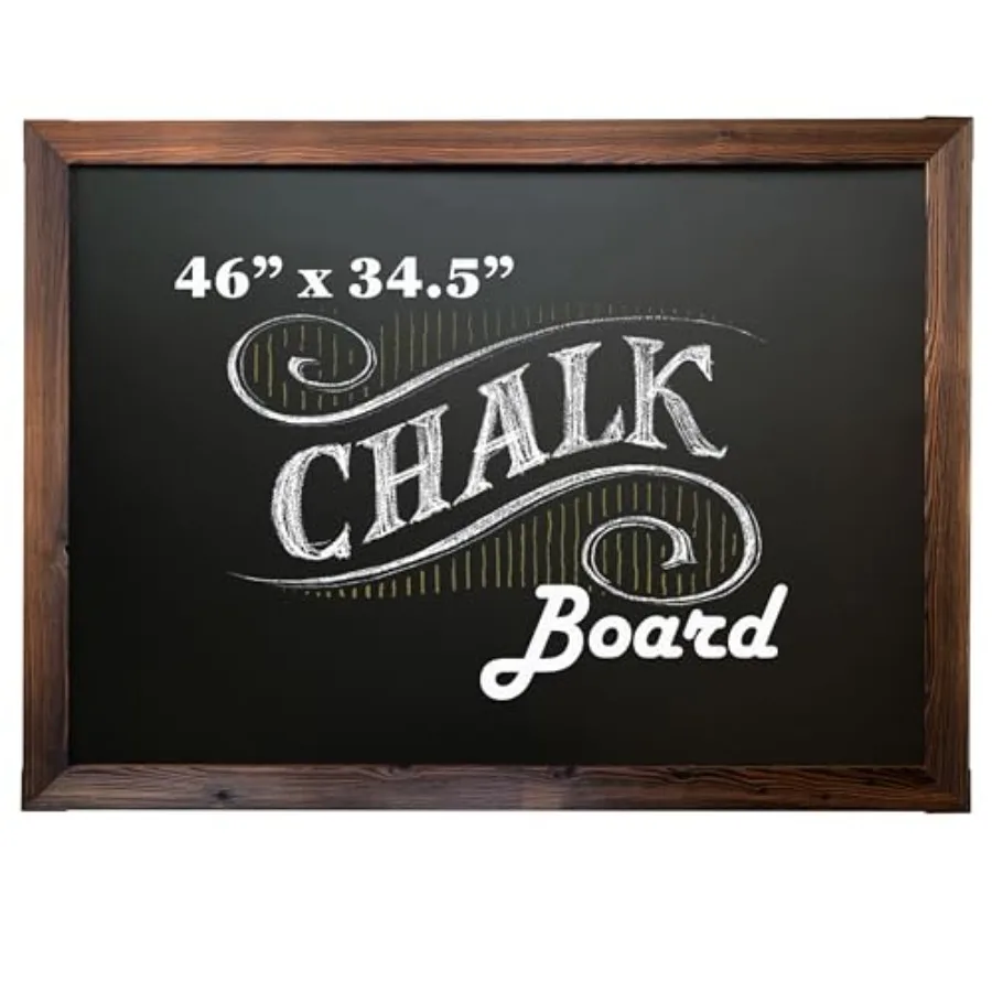 

Магнитная доска для записей - 46 x 34,5 дюймов, рама из рустикального дерева - доска для меню для кухни и магнитный дисплей - крепеж и крючки для подвешивания
