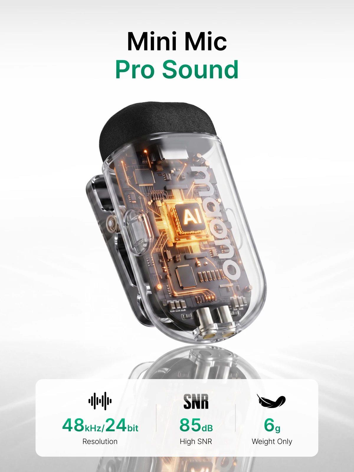 MAONO Wave T1 Mini Pro Wireless Lavalier Microphone Mini Lapel Mic for iPhone Android PC for Video Audio Recording Podcast Vlog