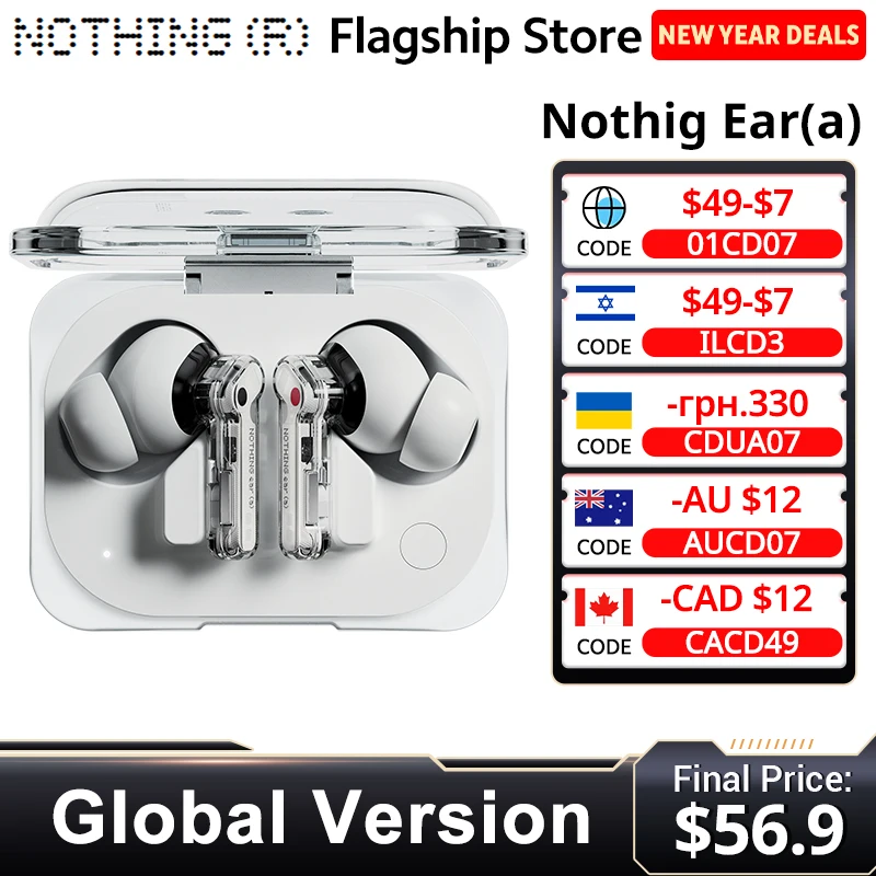 Flagship Global Version Nothing Ear (a) Bluetooth Earphone 45db Active Noise