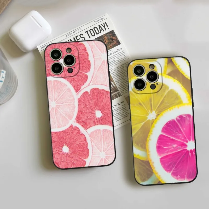 

Fresh Fruit Lemon Phone Case FOR IPhone 14 13 11 12 Pro 8 7 Plus X 13 Pro MAX XR XS MINI Black Covers
