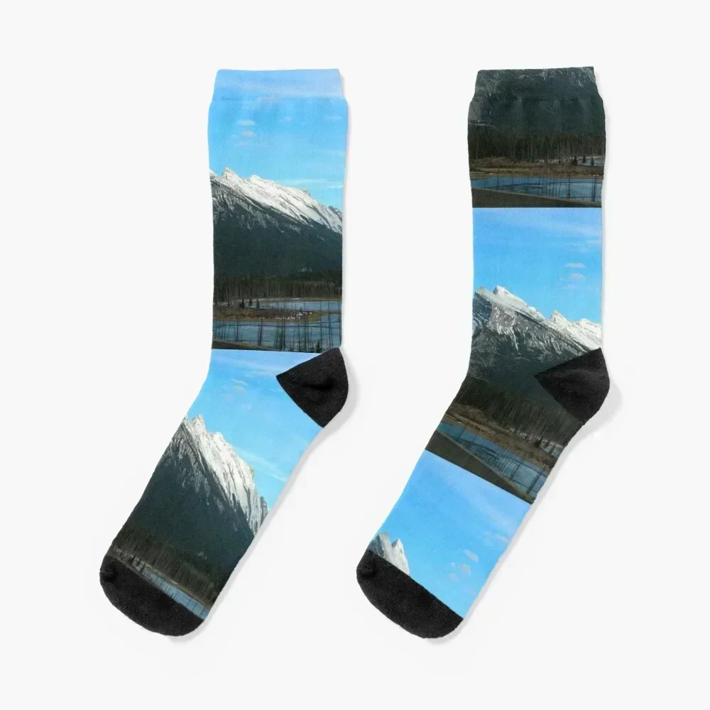 Mt. Rundle in its Glory Socks Stockings man compression Socks Woman Men's