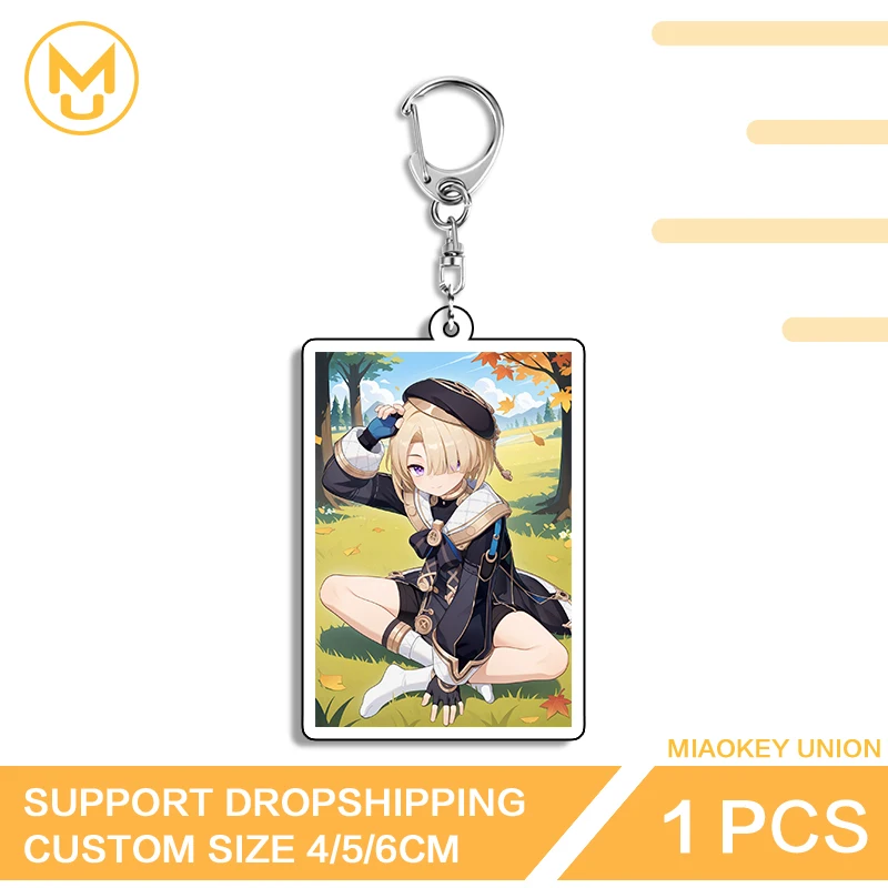 Genshin Impact Freminet Key Chains Beautiful Autumn Landscape Background Picture Double Sided Accessories Back To School