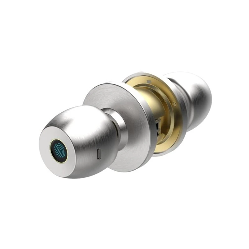 SQPP-Tuya Fingerprint Safe Electronic Lock Door Handle Stainless Steel Round Rotating Door Knob Doorknob Lock