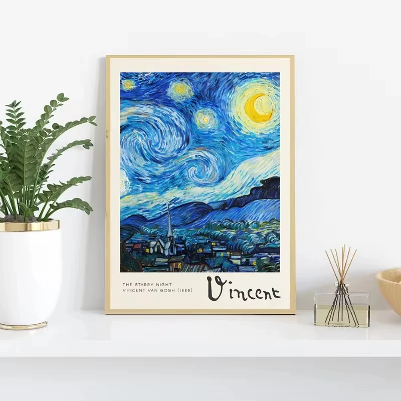 Famous Art Great Wave Off Kanagawa Poster The Starry Night Sunrise Claude Monet Canvas Painting for Living Room Home Decor