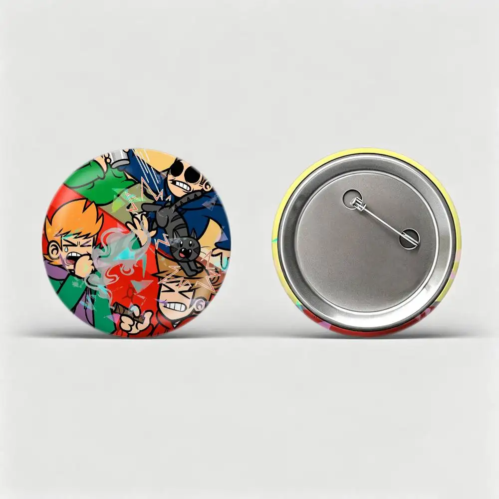 Funny E-Eddsworld  Badges Creative Tinplate Round Button PinsBrooch Badge Clothes Backpack Custom