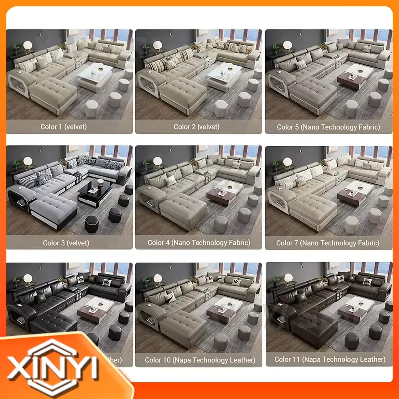 Modern Design Sectional Corner Fabric Sofa Set Cover for L Apartment Living Room with 4 Stools Fashion Furniture Cover Hot