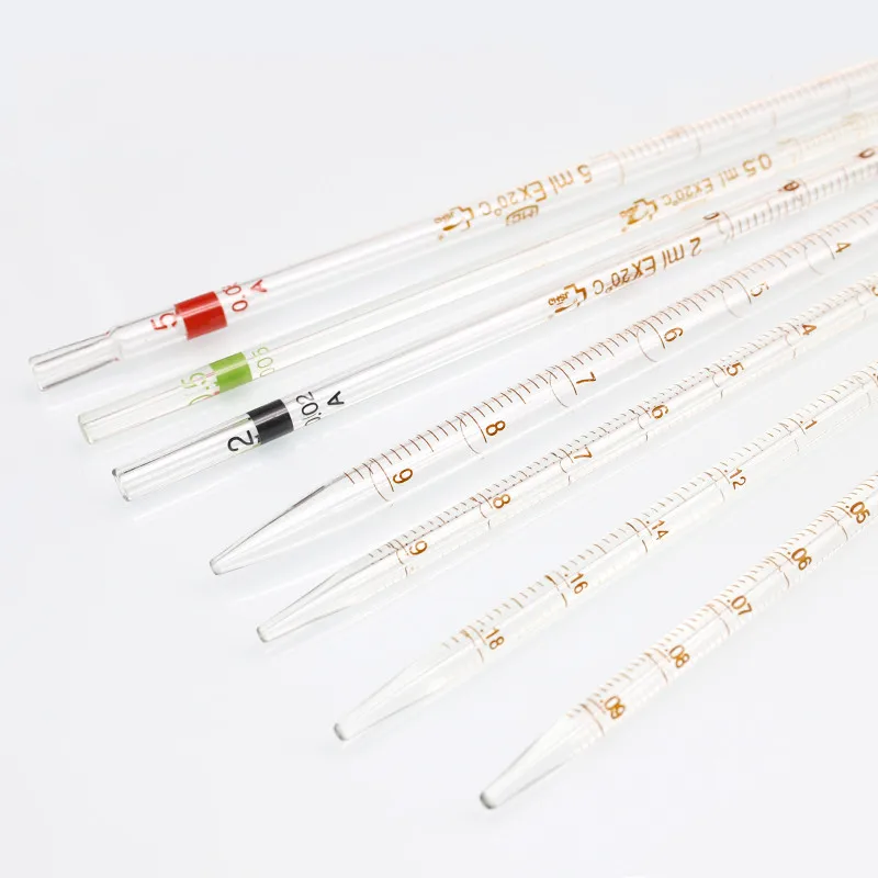 5Pcs/Lot 0.1ml To 50ml Glass Graduated Pipette With Color Mark, All Size Available Glass Dropper Pipet Tube Transfer Pipette