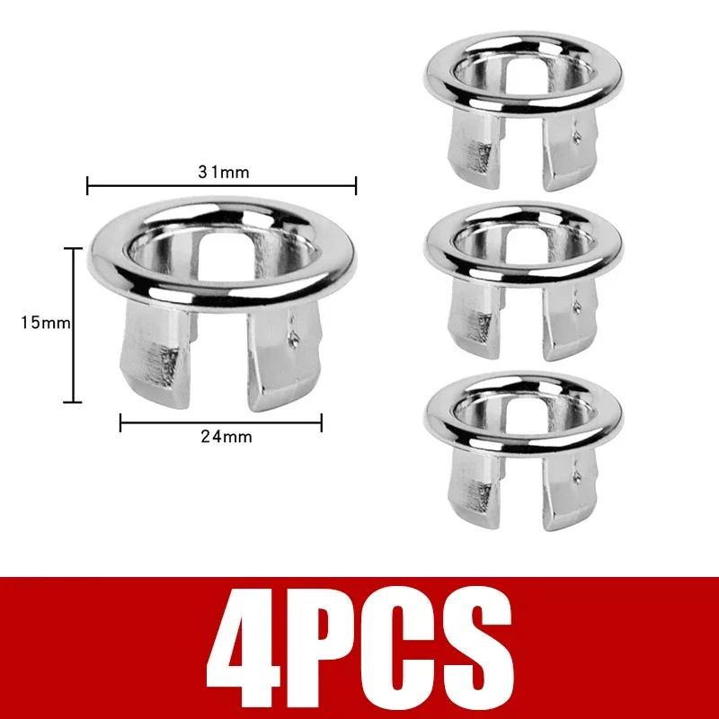 4PCS Kunststoff Bad Küche Becken Waschbecken Überlauf Abdeckung Ring Einsatz Ersatz Chrom Loch Runde Ablauf Kappe Becken Zubehör