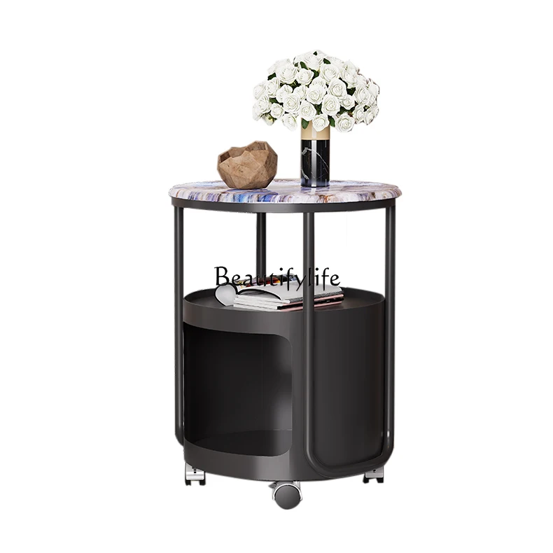 

Sofa Side Table Light Luxury High-End Feel Movable Living Room Round Coffee Table