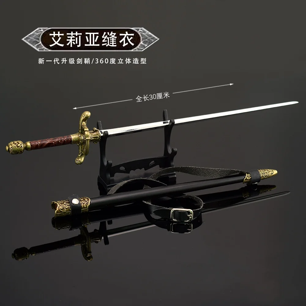 Game Movie Alicia Sewing Needle 30CM Decorative Sword with Sheath Zinc Alloy Metal Crafts Ornaments Cold Weapon Collection