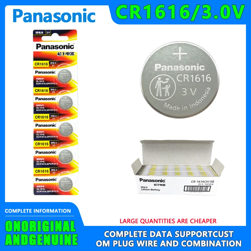 

5PCS Panasonic CR1616 Button Battery 3V For Honda Accord Fit Series Car Remote Control Keys