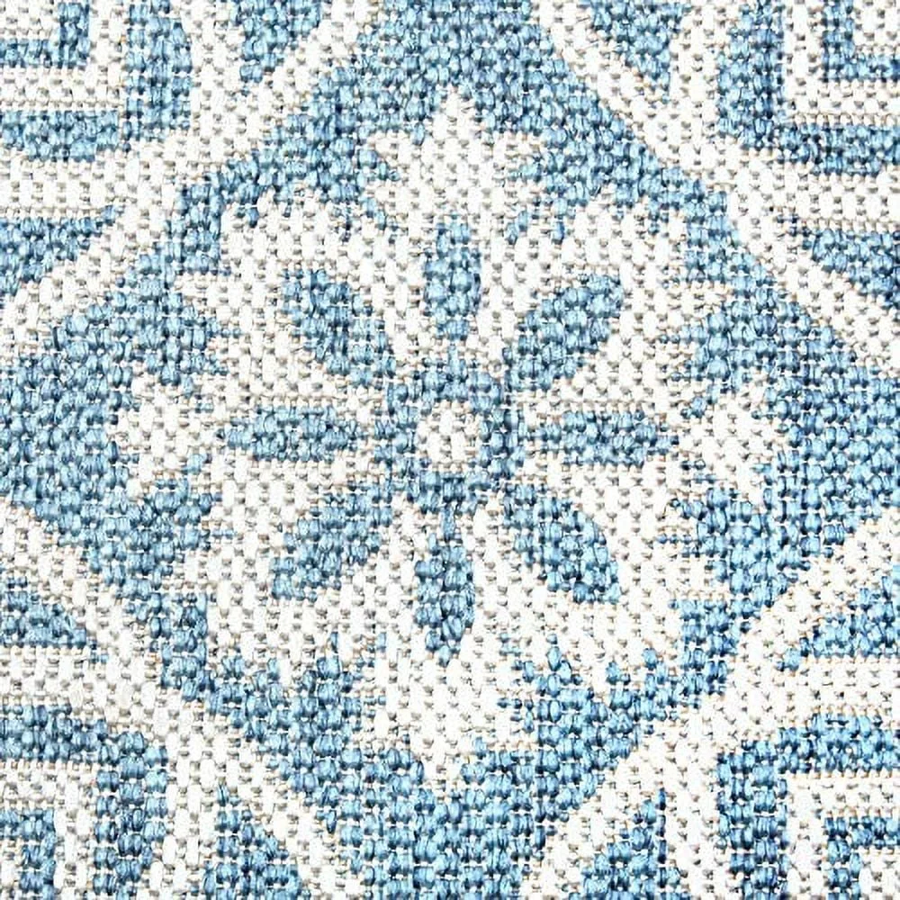 New York Patio Country Danica Transitional Geometric Indoor/Outdoor Area Rug, Blue/Grey, 5'2x7'2