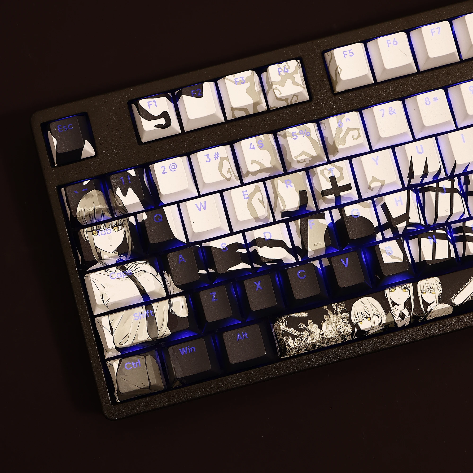 chainsaw man makima keycaps cherry anime game girl mx switch teclado mecanico faca voce mesmo presente personalizado 108 teclas por conjunto 01