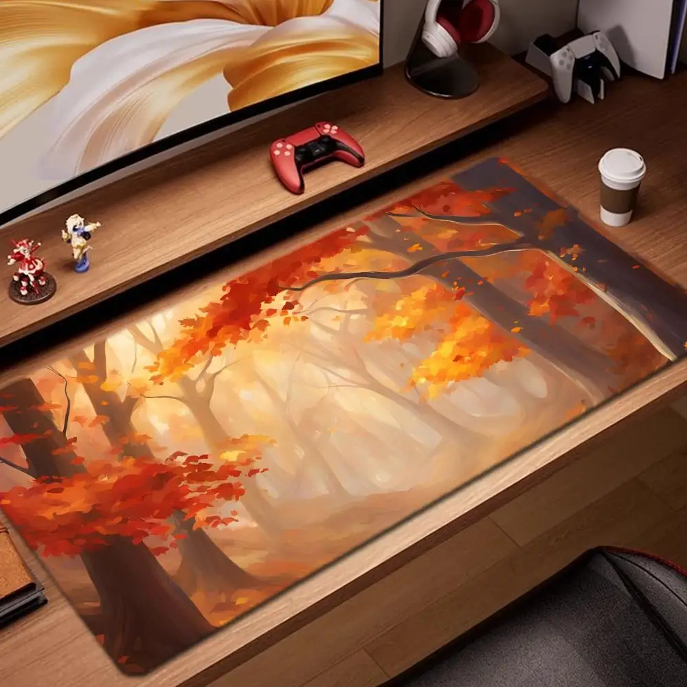 

Anime maple leaf Mouse Pad Game Accessories keyboard pad XXL large locking edge 900X400 mm table mat Gaming mousepad
