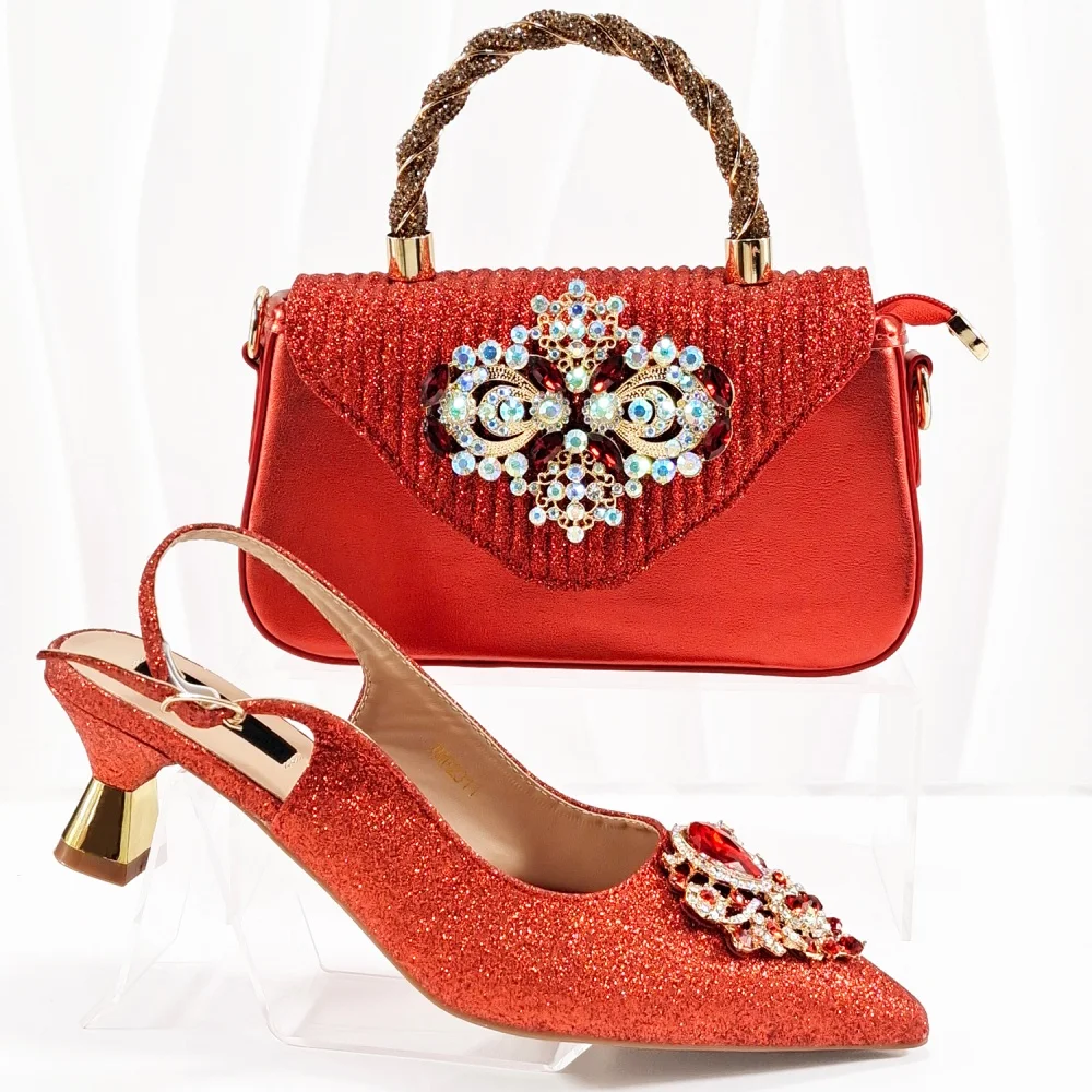 

Горячая распродажа: летние туфли-лодочки и сумка в комплекте для вечеринок, африканские туфли на шпильке и сумка, размер для женщин, к наряду, распродажа