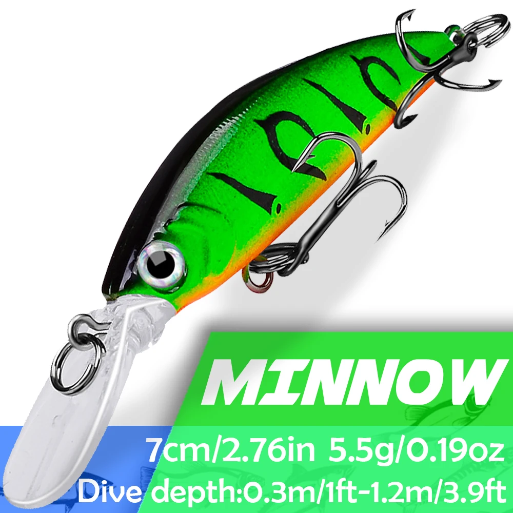 

Sinking Fishing Lures 7cm/2.76in 5.5g/0.19oz Minnow Hard Bait with 2 Fishing Hooks Fishing Tackle for Freshwater Saltwater