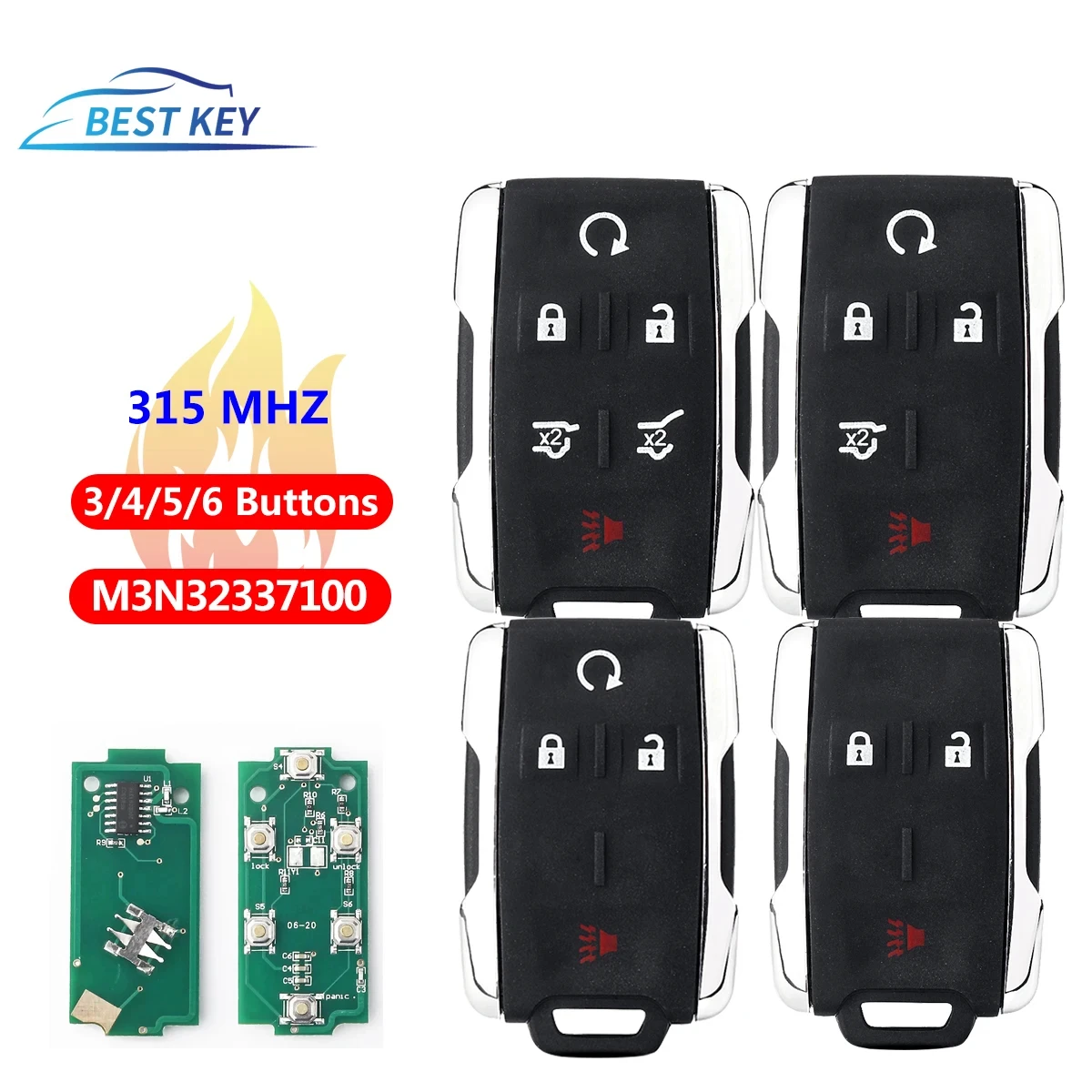 

SilKY Remote Car Key For Chevrolet 2014-2018 Silverado Colorado GMC Keyless Entry Remote Control 315Mhz M3N32337100