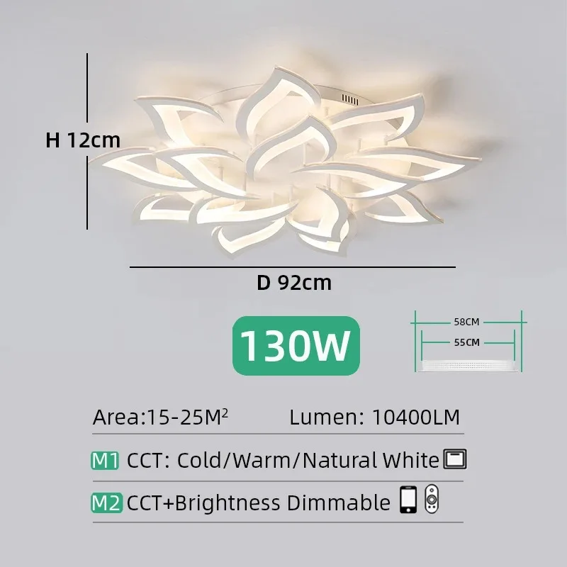 IRALAN LED Lotus Plafondkroonluchter APP Afstandsbediening Traploos dimmen Hanglamp Slaapkamer Studie Plafondlamp Home Decor