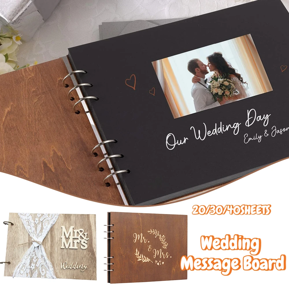 

1PC Personalized Wooden Wedding Guest Book Guestbook Wedding Wood Decor Party Supplies Libro De Visitas De Boda Hoja De Firmas