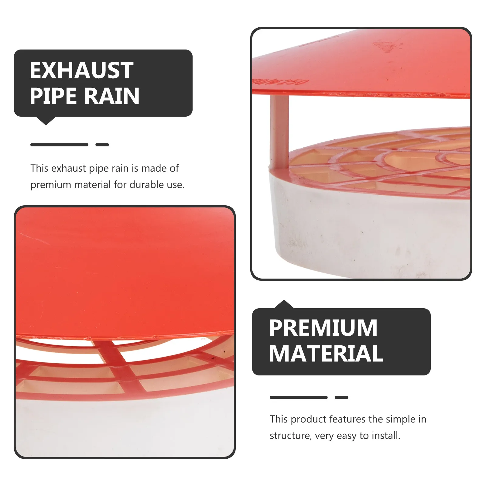 Rainproof Roof Vent Cover Durable PVC Chimney Protector Slant Design Quick Drainage Practical Function Garden Home