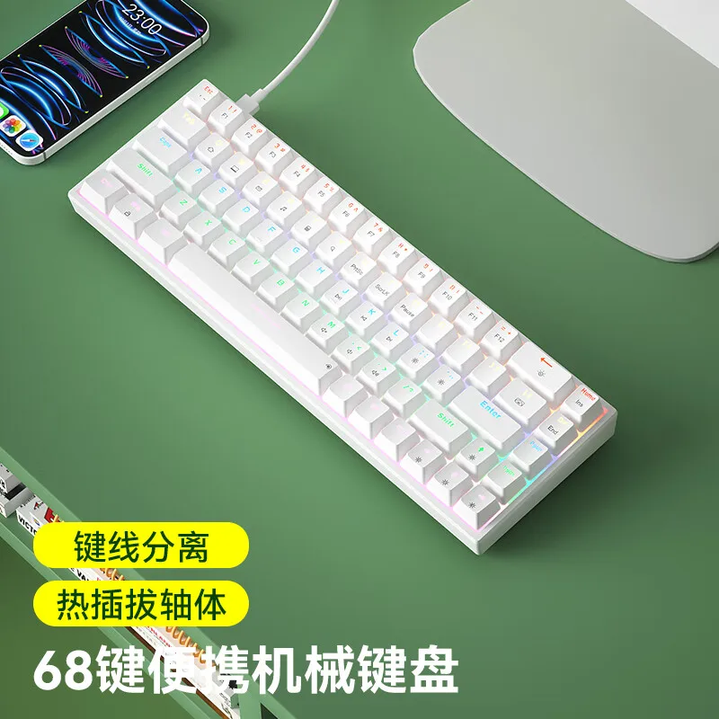 BOW G68 Mechanical Keyboard Customized Tri Mode 2.4G Wired/Wireless RGB Hot-swap Keyboards Esports Gamer PC Office