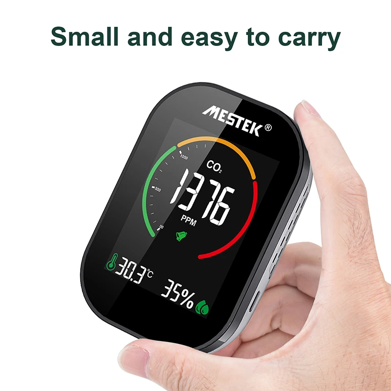 

MESTEK Indoor CO2 Sensor CO2 Meter Digital Air Detector Intelligent Air Quality Analyzer Household Air Pollution Monitor Gas