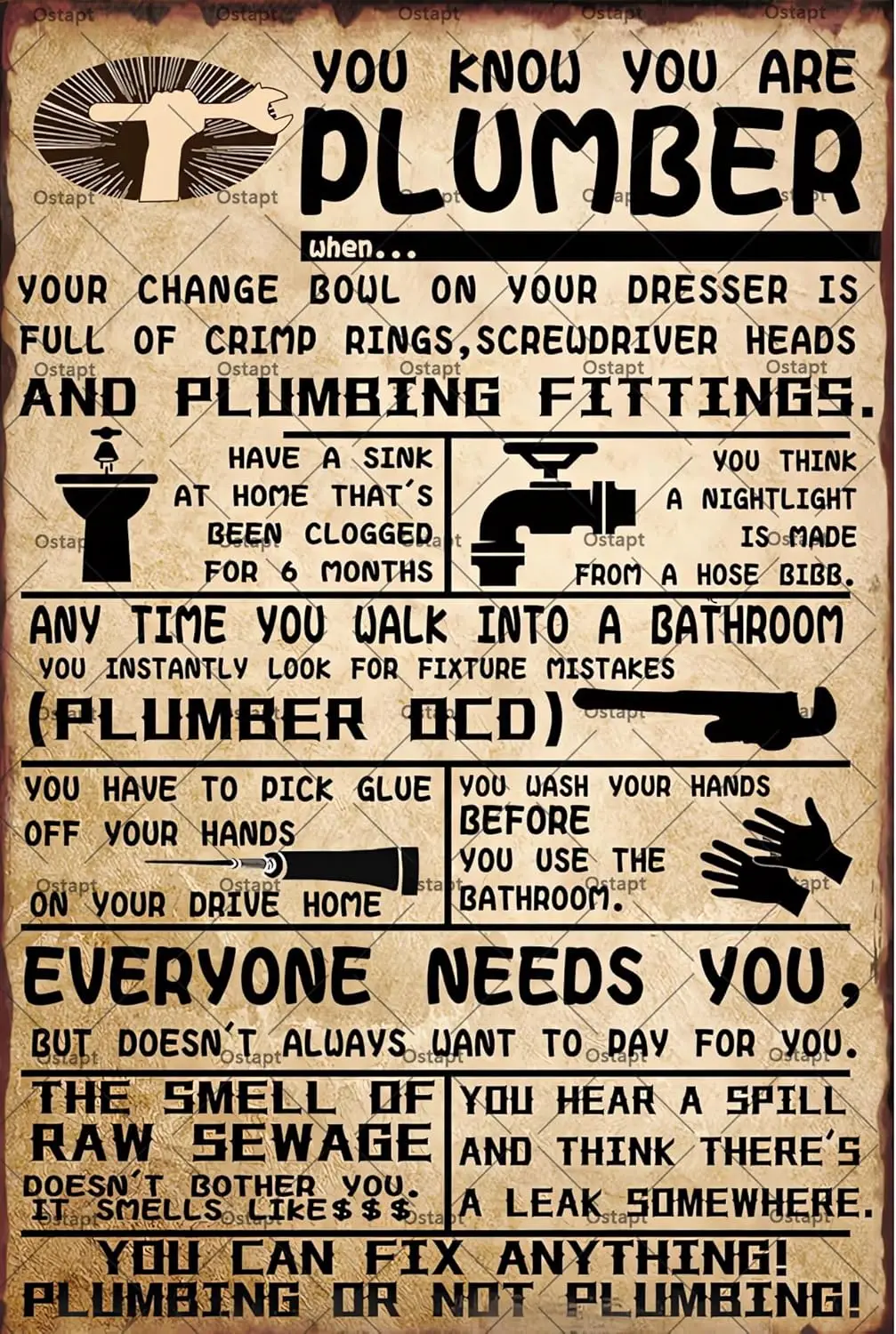 Plumbing Retro Wall Decor You Know Are A Plumber Metal Tin Signs Funny Poster Kitchen Bathroom Toilet House Bar Garden Offic
