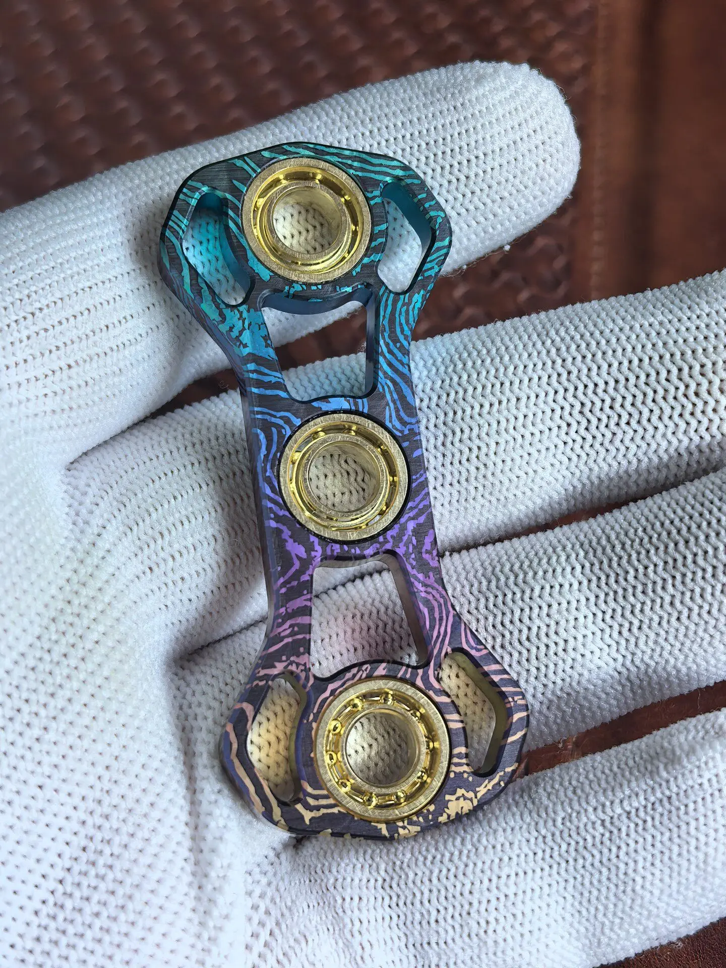 Used EDC Xuanyue Edc Suona, Titanium Horse Pattern Titanium Alloy Suona Gyro, Triple Gyro, Fingertip Gyro