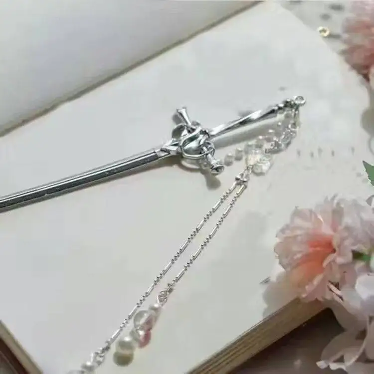 2026 New Chinese Style Sword Hairpin for Women Tassel Metal Chignon Pin Pearl Pendant Hair Sticks Snake Casual Headdress
