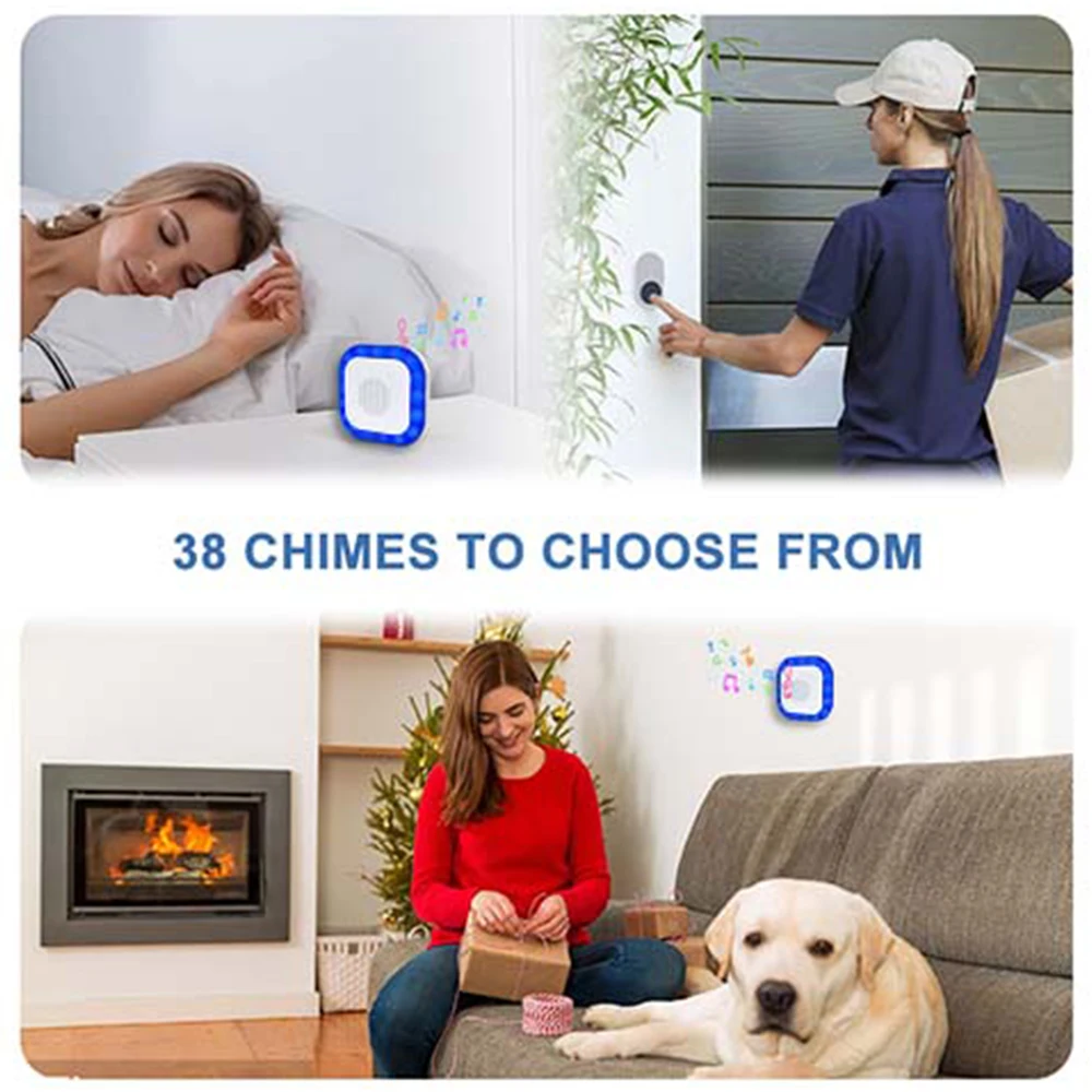 Wireless Doorbell Smart Home Safety Protection Door Bell 38 Song 5 Volume Easy Installation Security Doorbell LED Light Flashing