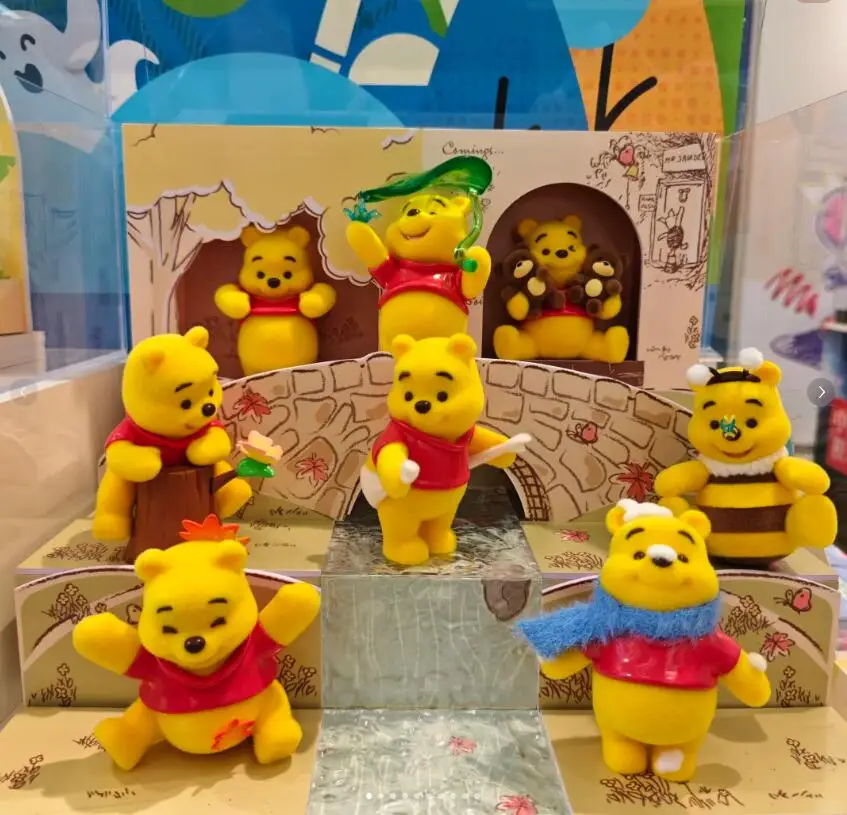 

Новый оригинальный Disney Winnie The Pooh Happy Time Series флокированная слепая коробка настольное украшение Kawaii Winnie коробка-сюрприз подарок на день рождения