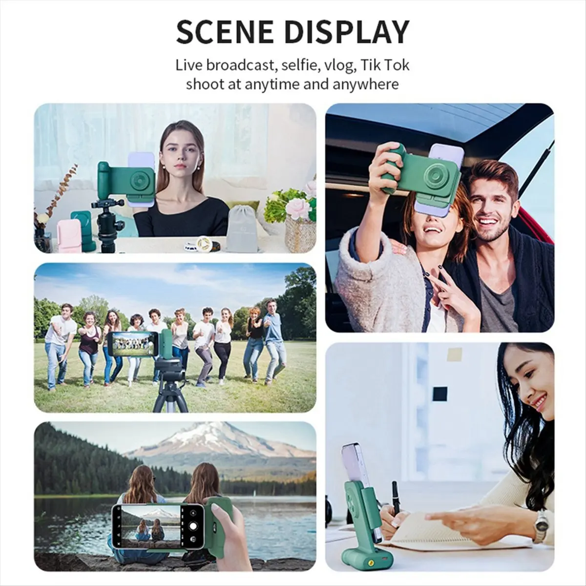 【x10a】bluetooth-phone-bracket-with-remote-control-anti-shake-wireless-charging-rotatable-clamp-for-versatile-green