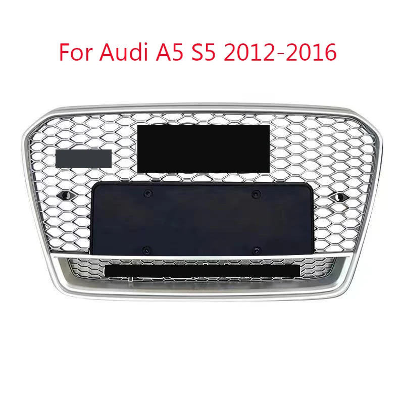 

RS5 Style Grill Grille For Audi A5 S5 2012 2013 2014 2015 2016 Silver For Quattro Style
