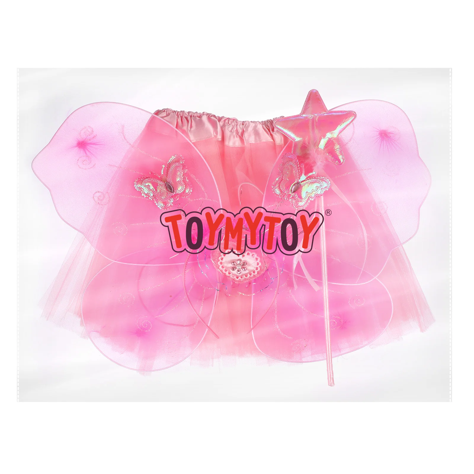 Butterfly Wings Four Piece Set Fairy Stick Headband Girls Dress Kit Cosplay Costume for Clothes